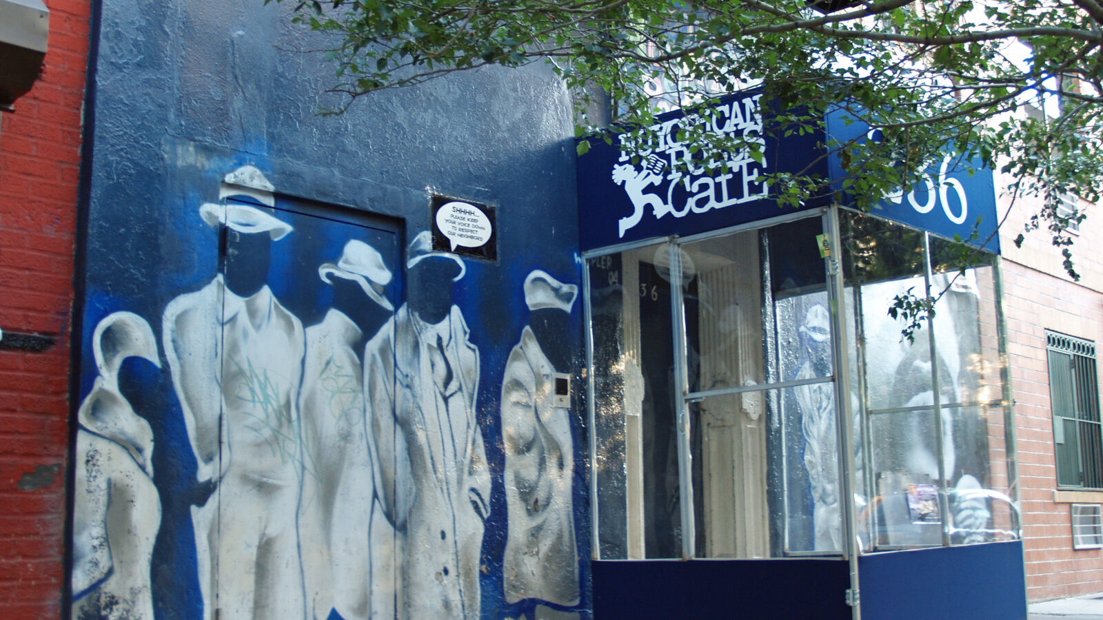 Exterior of the Nuyorican Poets Cafe in the Loisaida section of New York City.